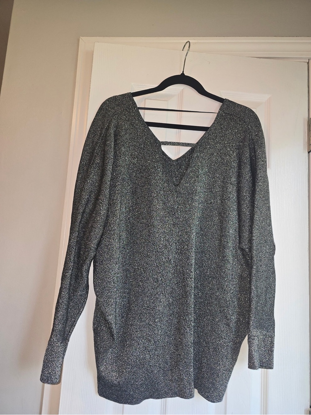 Lane Bryant Silver Metallic V-Neck Sweater